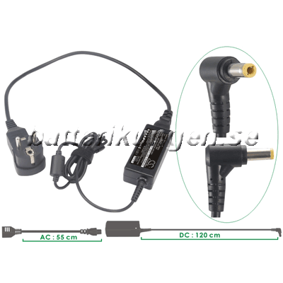 Nätadapter till Toshiba - 40 Watt - 2.5 mm tip