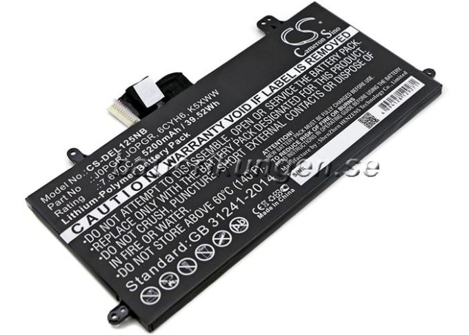 Batteri till Dell Latitude 12 5285 - 5.200 mAh