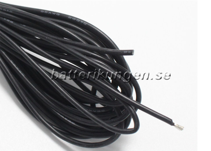 Silikonkabel 1m Svart - AWG 20