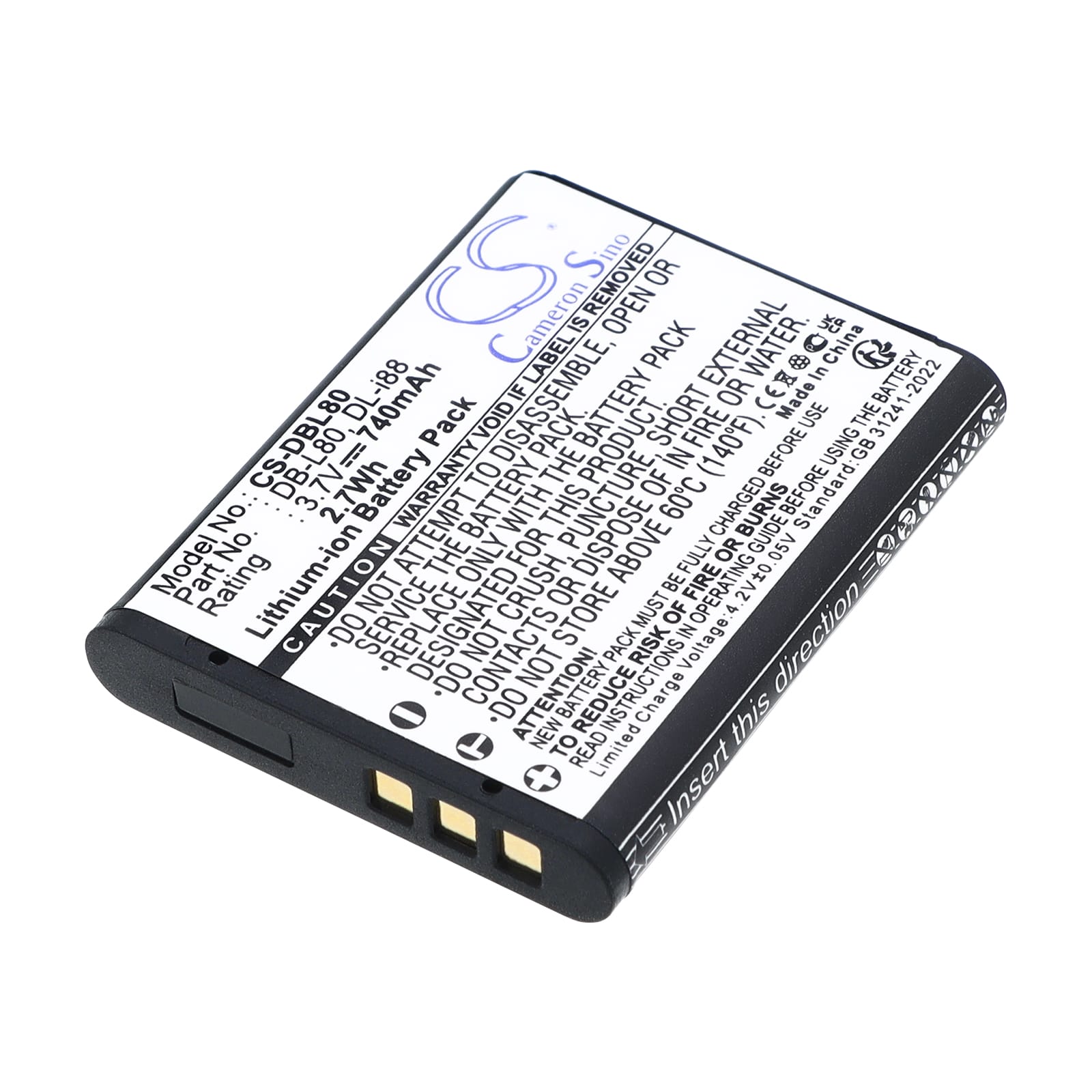 Batteri till Sanyo som ersätter DB-L80