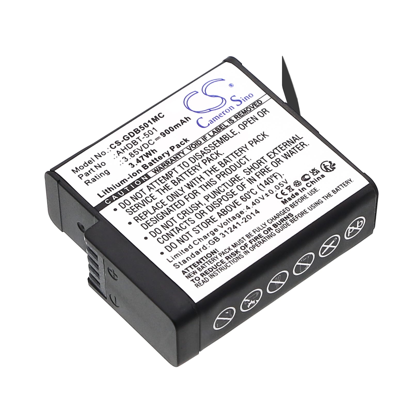 Batteri till GoPro Hero 5 mfl - 900 mAh