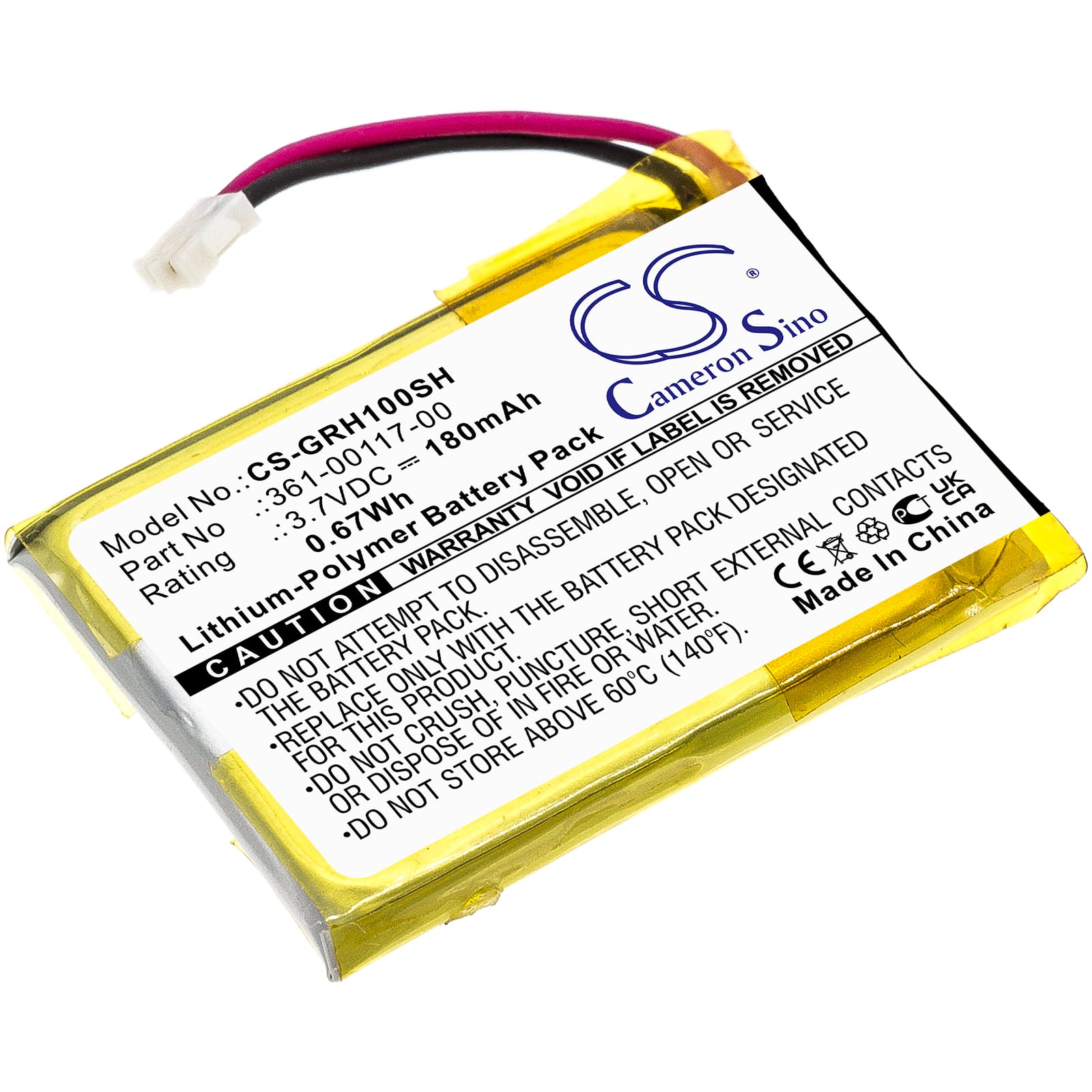 Batteri till Garmin Approach S10 mfl - 180 mAh