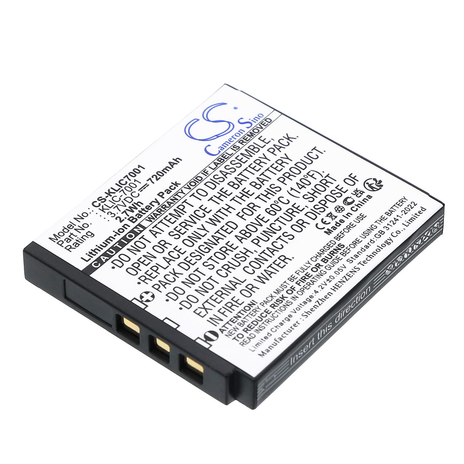 Batteri till Kodac som ersätter KLIC-7001