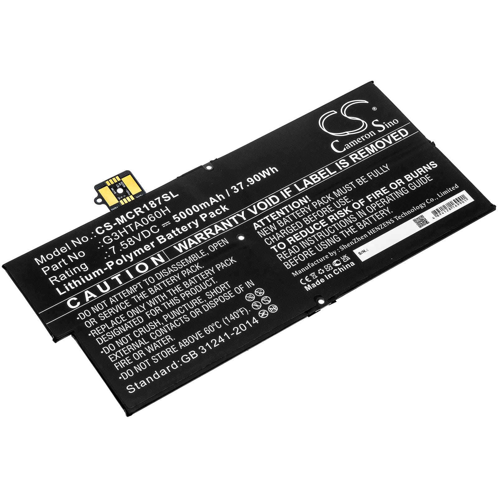 Batteri till Microsoft Surface Pro X 1876 Keyboard - 5.000 mAh